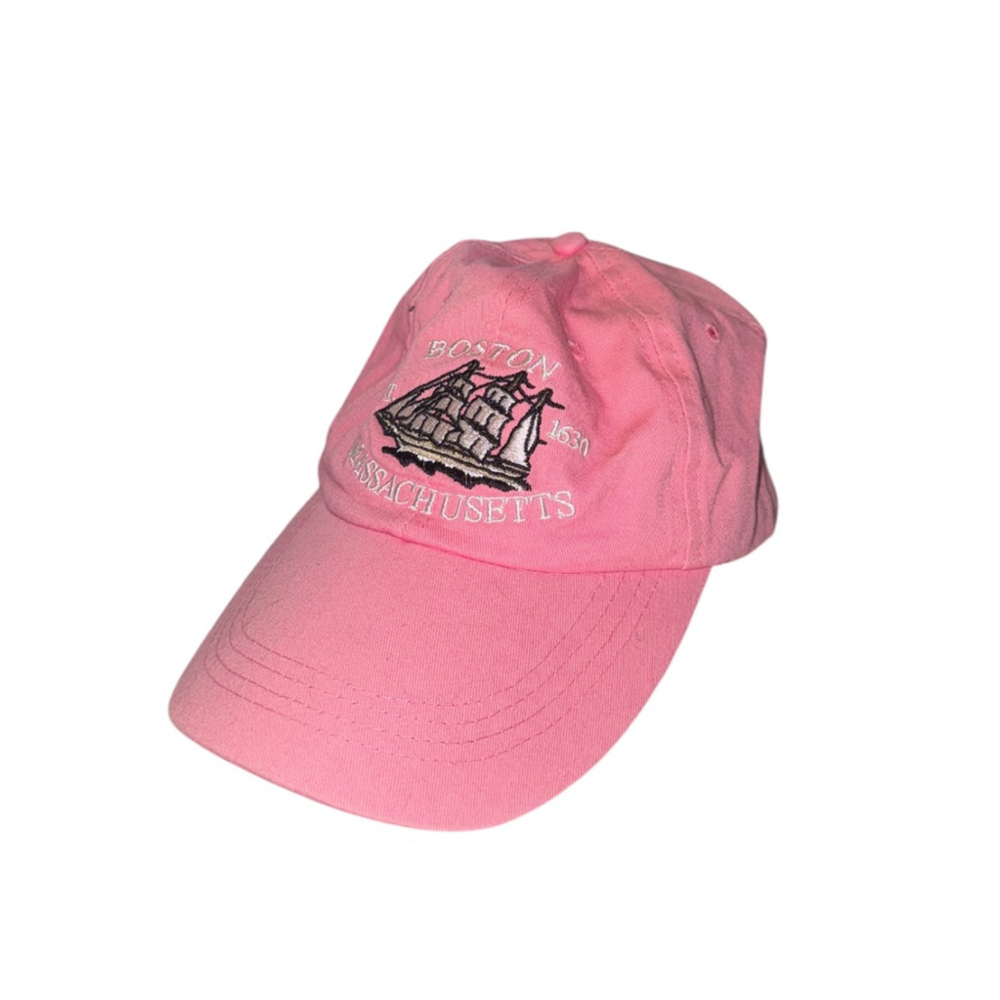 Boston Massachusetts Embroidered Pink Hat Baystate Apparel One Size Adjustable